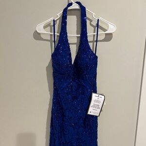 Stunning Blue Halter Neck Dress